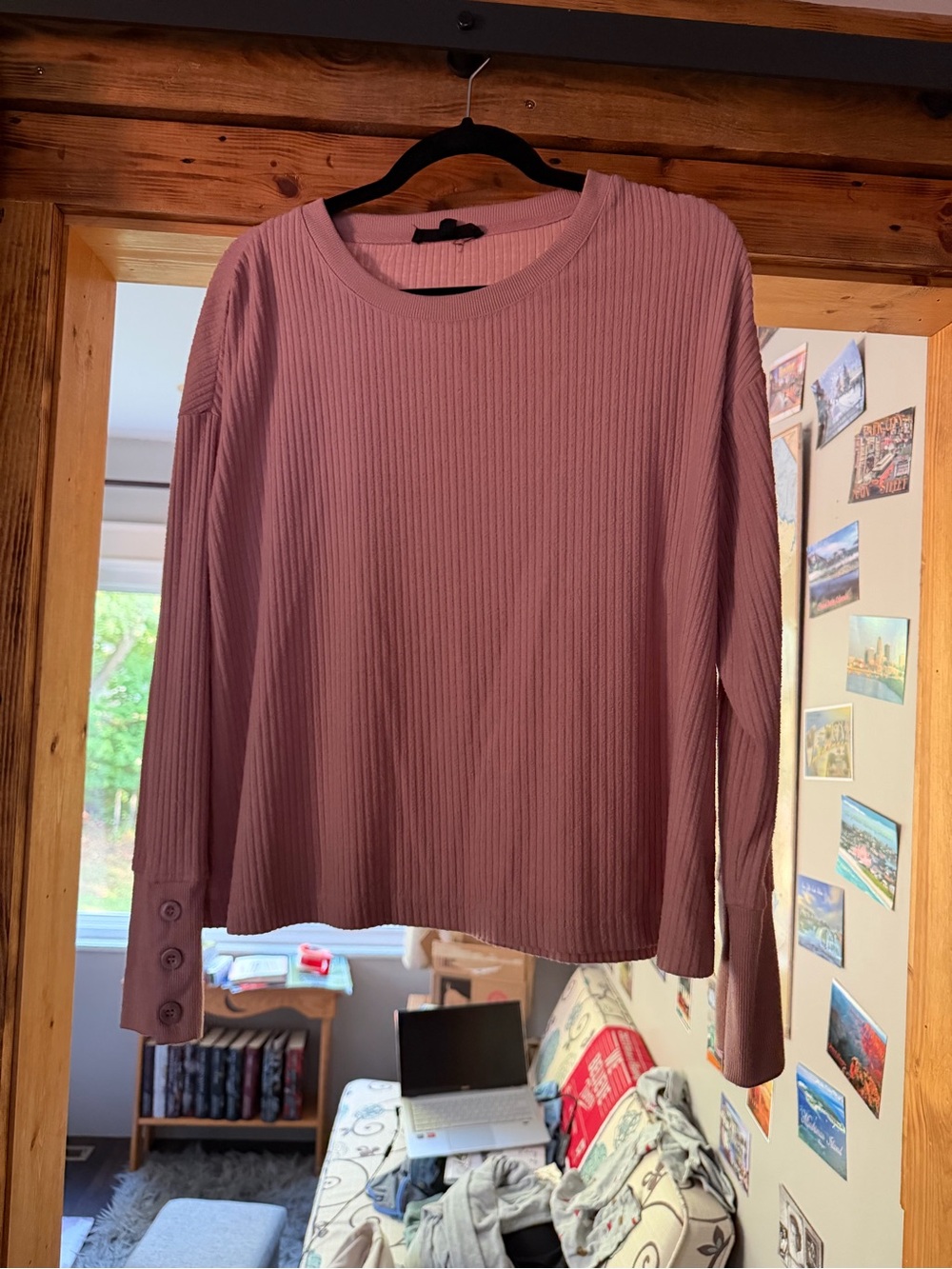 Jane and Delancey Ribbed Long-Sleeve Top in Dusty Rose